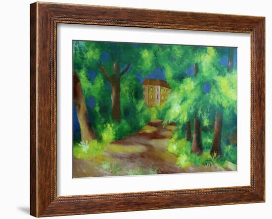 Red house in a park 1914-Auguste Macke-Framed Giclee Print