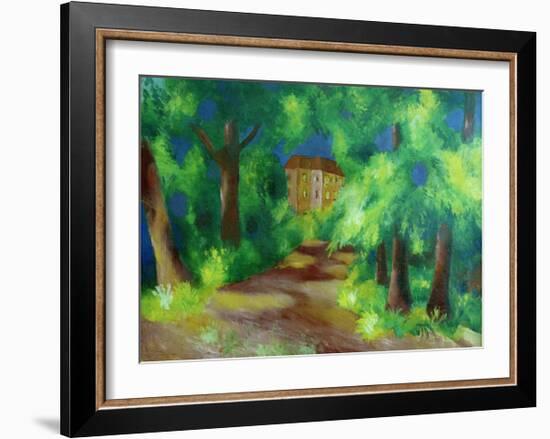 Red house in a park 1914-Auguste Macke-Framed Giclee Print