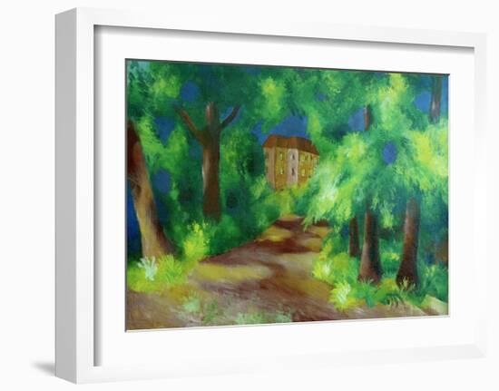 Red house in a park 1914-Auguste Macke-Framed Giclee Print