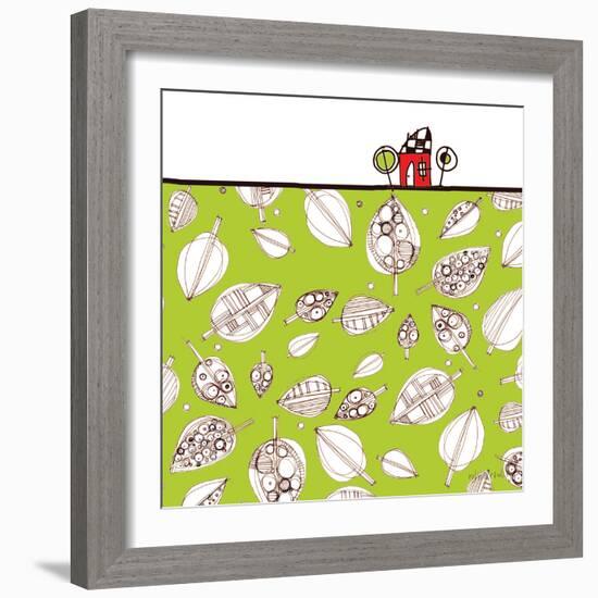 Red House Leaf Field-Robbin Rawlings-Framed Art Print