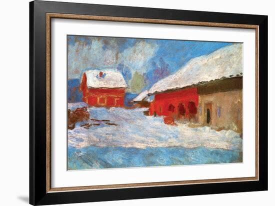 Red Houses-Claude Monet-Framed Art Print