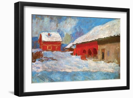 Red Houses-Claude Monet-Framed Art Print