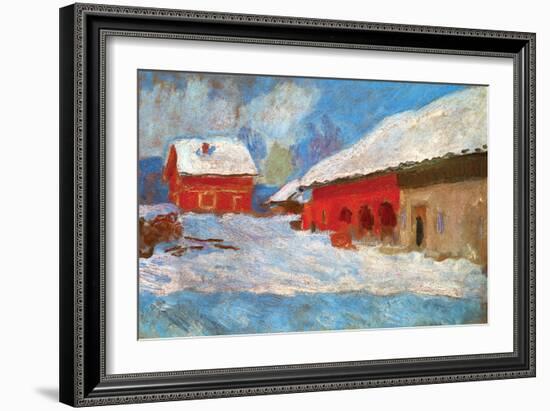 Red Houses-Claude Monet-Framed Art Print