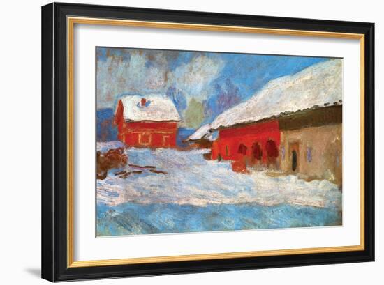 Red Houses-Claude Monet-Framed Art Print