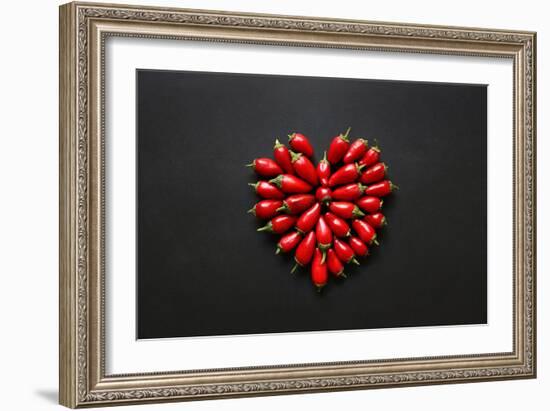 Red Jalapeno Peppers in a Heart Shape-Jeanninemcchesney-Framed Photographic Print