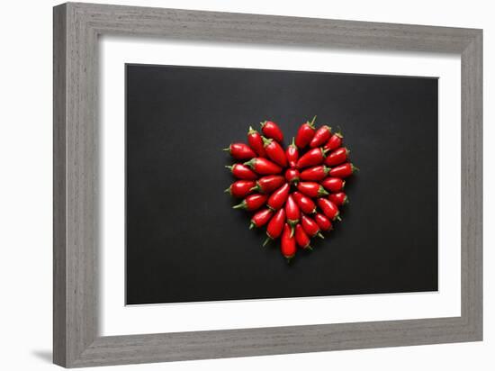 Red Jalapeno Peppers in a Heart Shape-Jeanninemcchesney-Framed Photographic Print