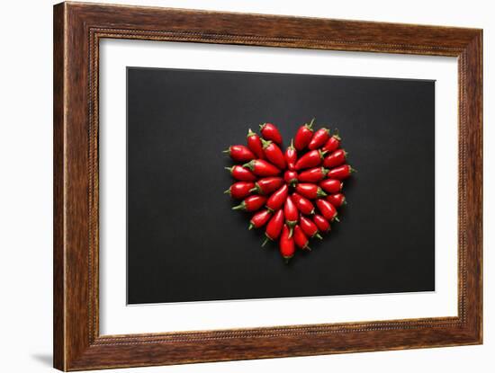 Red Jalapeno Peppers in a Heart Shape-Jeanninemcchesney-Framed Photographic Print