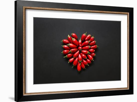 Red Jalapeno Peppers in a Heart Shape-Jeanninemcchesney-Framed Photographic Print
