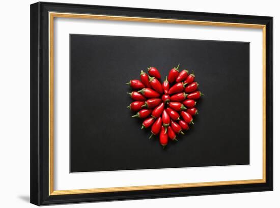 Red Jalapeno Peppers in a Heart Shape-Jeanninemcchesney-Framed Photographic Print