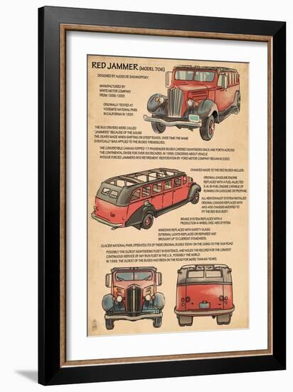 Red Jammer Technical - Glacier National Park, Montana-Lantern Press-Framed Art Print