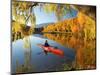 Red Kayak and Autumn Colours, Lake Benmore, South Island, New Zealand-David Wall-Mounted Photographic Print