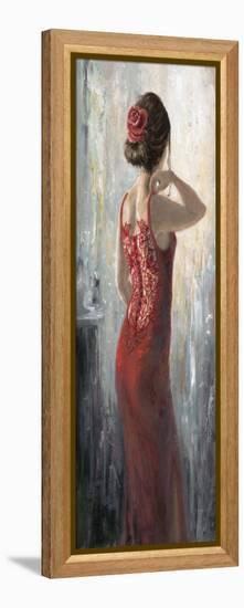 Red Lace, Red Rose-Karen Wallis-Framed Stretched Canvas