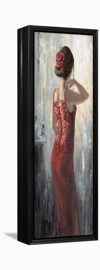 Red Lace, Red Rose-Karen Wallis-Framed Stretched Canvas
