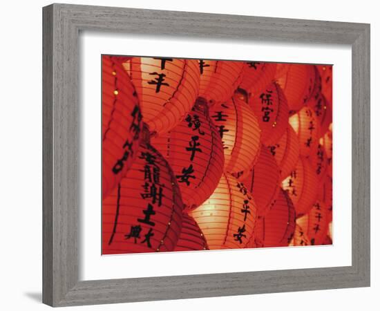 Red Lanterns at Temple, Taichung, Taiwan-Ian Trower-Framed Photographic Print