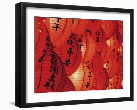 Red Lanterns at Temple, Taichung, Taiwan-Ian Trower-Framed Photographic Print