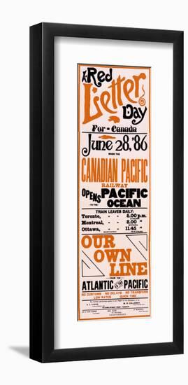 Red Letter Day for Canada, Canadian Pacific Railway Opens Pacific Ocean-null-Framed Art Print