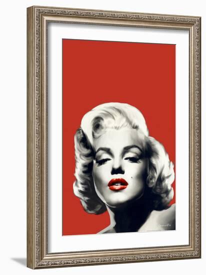 Red Lips Marilyn in Red-Chris Consani-Framed Art Print