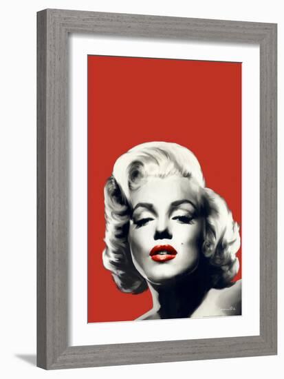 Red Lips Marilyn in Red-Chris Consani-Framed Art Print