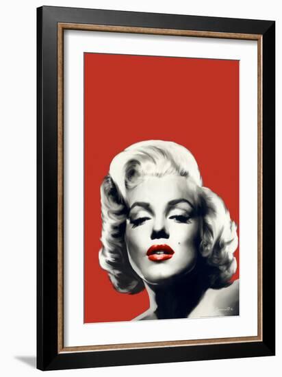 Red Lips Marilyn in Red-Chris Consani-Framed Art Print