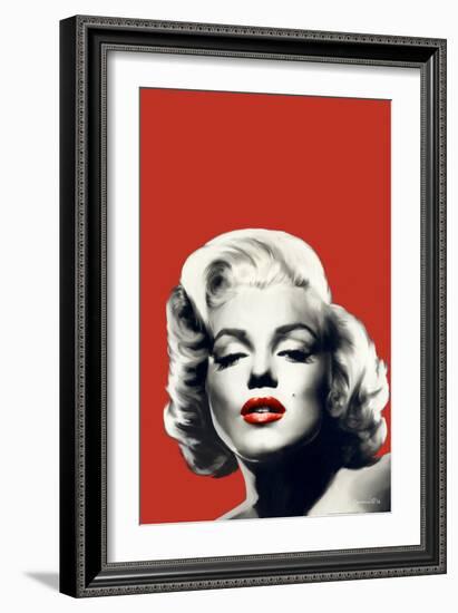 Red Lips Marilyn in Red-Chris Consani-Framed Art Print