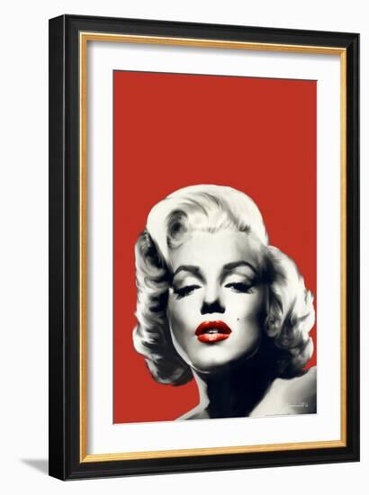 Red Lips Marilyn in Red-Chris Consani-Framed Art Print