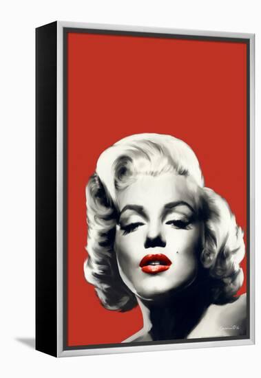 Red Lips Marilyn in Red-Chris Consani-Framed Stretched Canvas