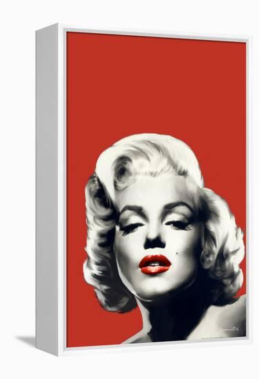 Red Lips Marilyn in Red-Chris Consani-Framed Stretched Canvas