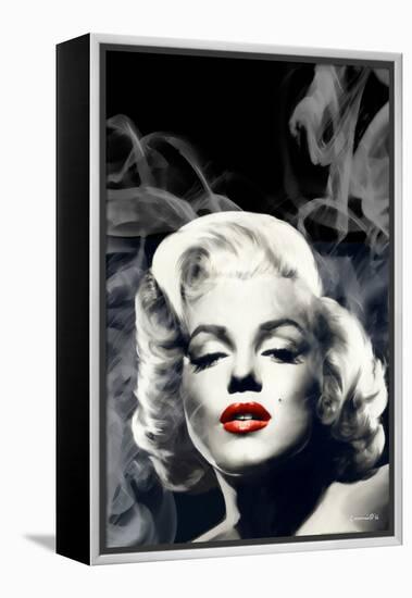 Red Lips Marilyn in Smoke-Chris Consani-Framed Stretched Canvas