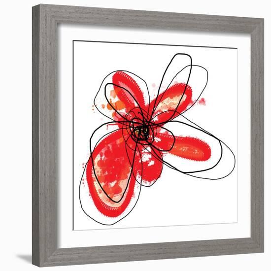 Red Liquid Floral One-Jan Weiss-Framed Art Print