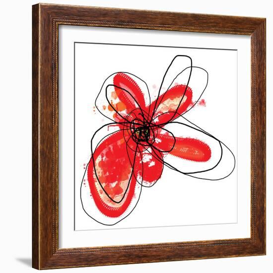 Red Liquid Floral One-Jan Weiss-Framed Art Print