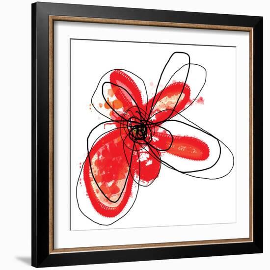 Red Liquid Floral One-Jan Weiss-Framed Art Print