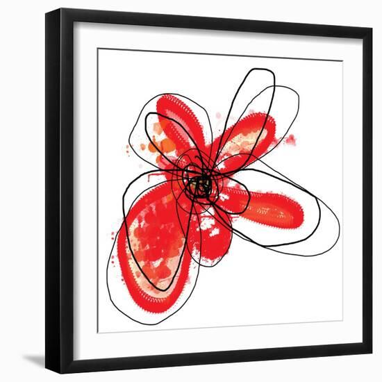 Red Liquid Floral One-Jan Weiss-Framed Art Print