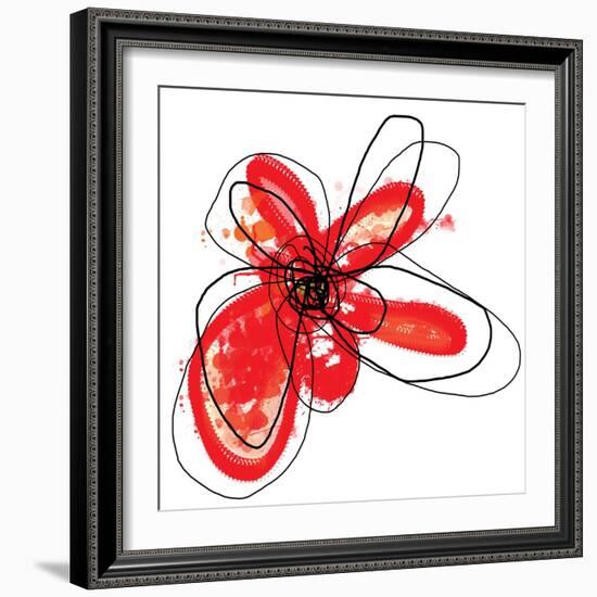 Red Liquid Floral One-Jan Weiss-Framed Art Print