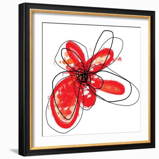 Red Liquid Floral One-Jan Weiss-Framed Art Print