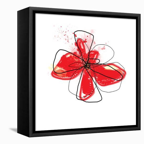 Red Liquid Floral Three-Jan Weiss-Framed Stretched Canvas