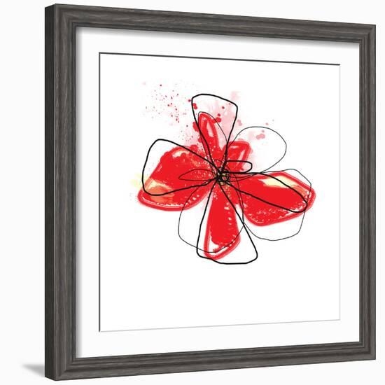 Red Liquid Floral Three-Jan Weiss-Framed Art Print