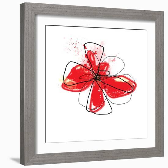 Red Liquid Floral Three-Jan Weiss-Framed Art Print