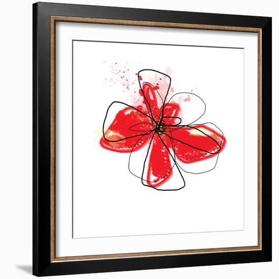 Red Liquid Floral Three-Jan Weiss-Framed Art Print