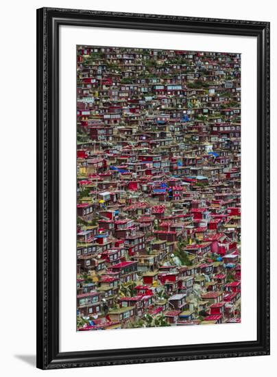 Red log cabins, Seda Larung Wuming, Garze, Sichuan Province, China-Keren Su-Framed Photographic Print