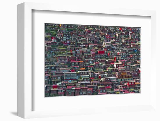 Red log cabins, Seda Larung Wuming, Garze, Sichuan Province, China-Keren Su-Framed Photographic Print