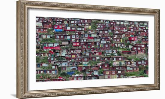 Red log cabins, Seda Larung Wuming, Garze, Sichuan Province, China-Keren Su-Framed Photographic Print