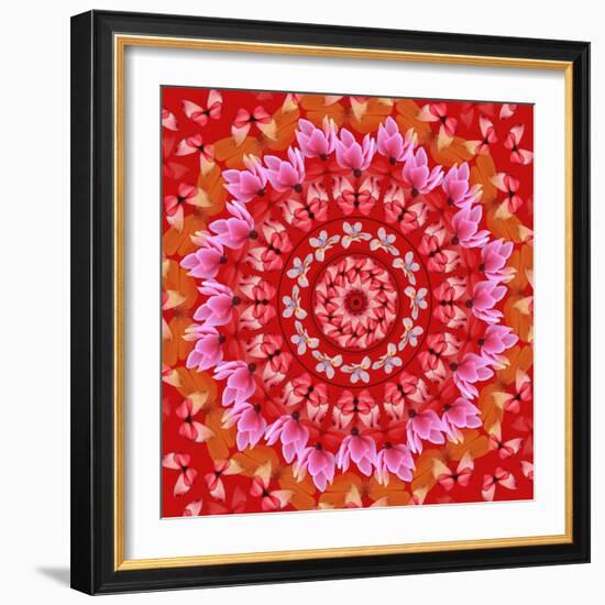 Red Mandala-AGCuesta-Framed Art Print