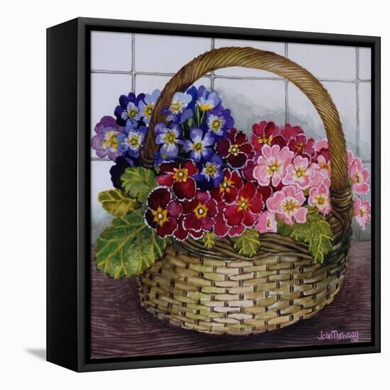 Red Mauve and Pink Primroses in a Basket, 2012-Joan Thewsey-Framed Premier Image Canvas