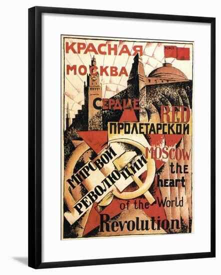 Red Moscow Heart of World Revolution, Poster, 1921-null-Framed Giclee Print