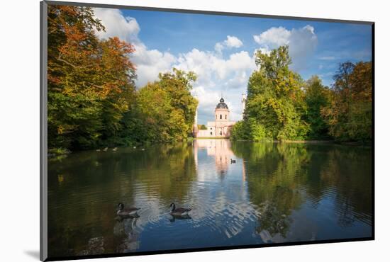 Red Mosque and Reflections in Autumn, Schwetzingen, Baden-Wurttemberg, Germany, Europe-Andy Brandl-Mounted Photographic Print