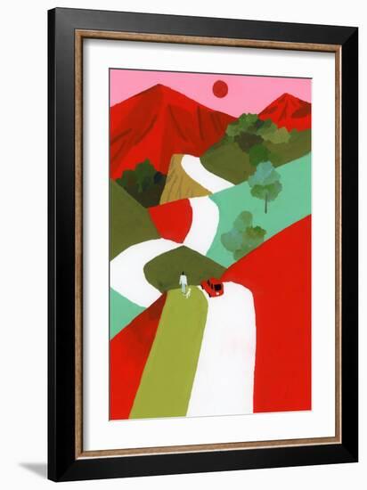 Red mountain path-Hiroyuki Izutsu-Framed Giclee Print