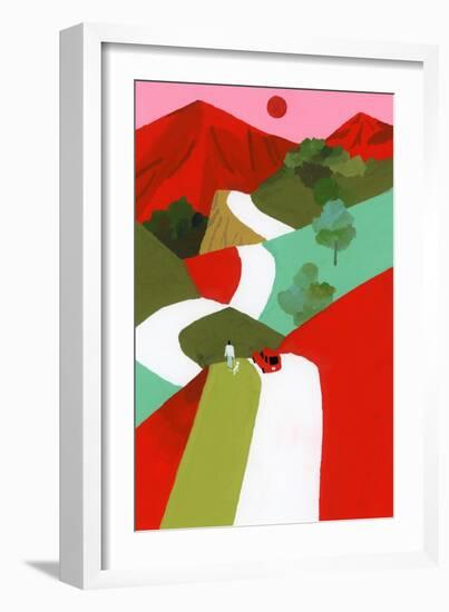 Red mountain path-Hiroyuki Izutsu-Framed Giclee Print
