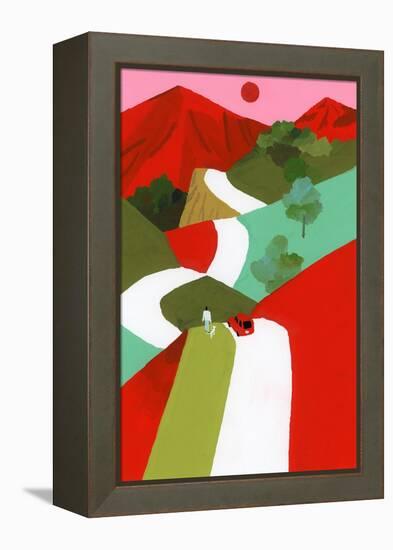 Red mountain path-Hiroyuki Izutsu-Framed Premier Image Canvas