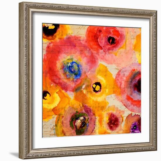 Red Musical Floral-Lanie Loreth-Framed Art Print