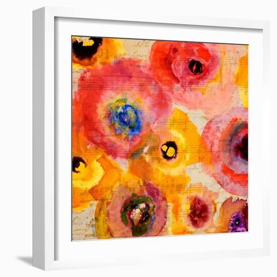 Red Musical Floral-Lanie Loreth-Framed Art Print